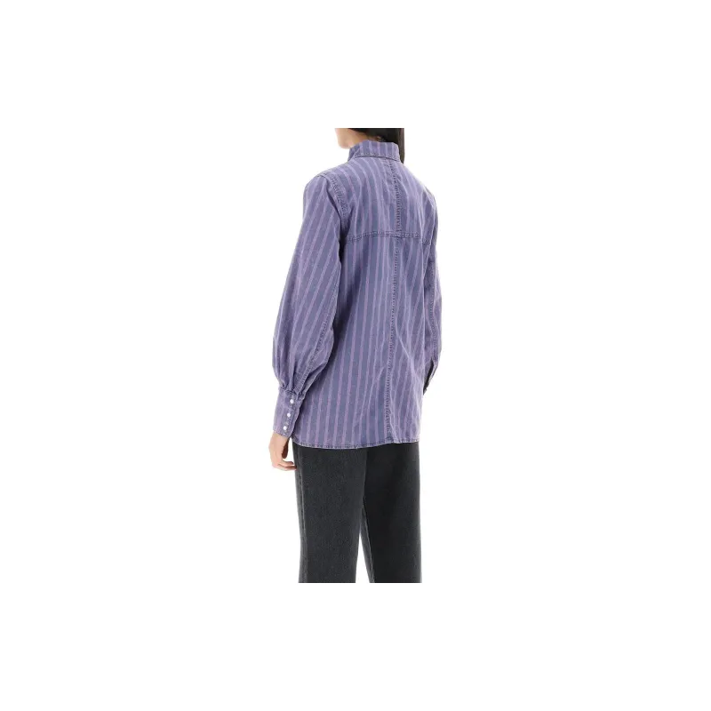 GANNI Striped Denim Shirt-3