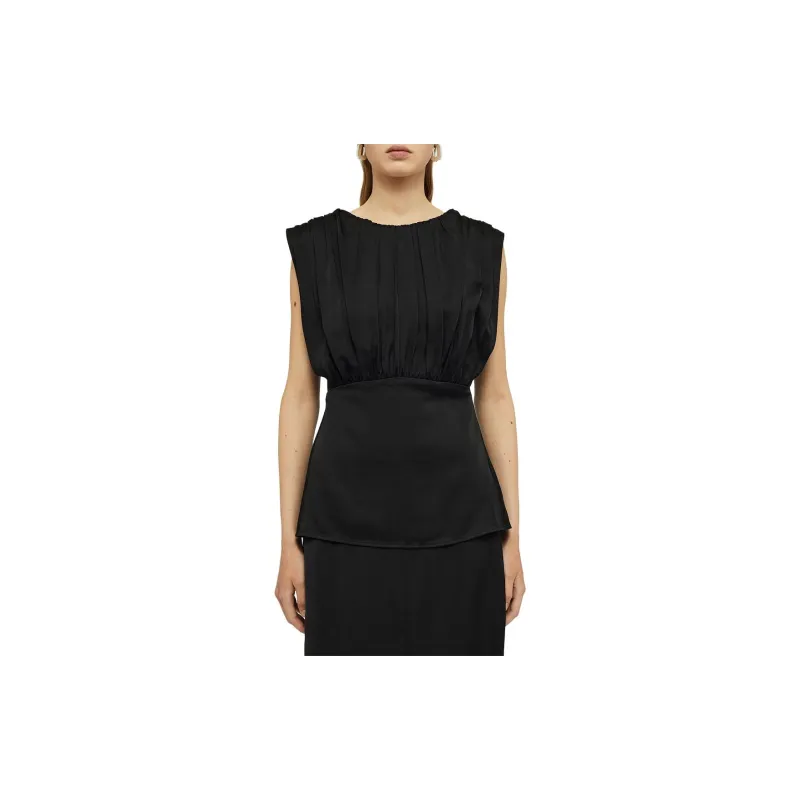 JIL SANDER Gathered V Back Satin Top-1