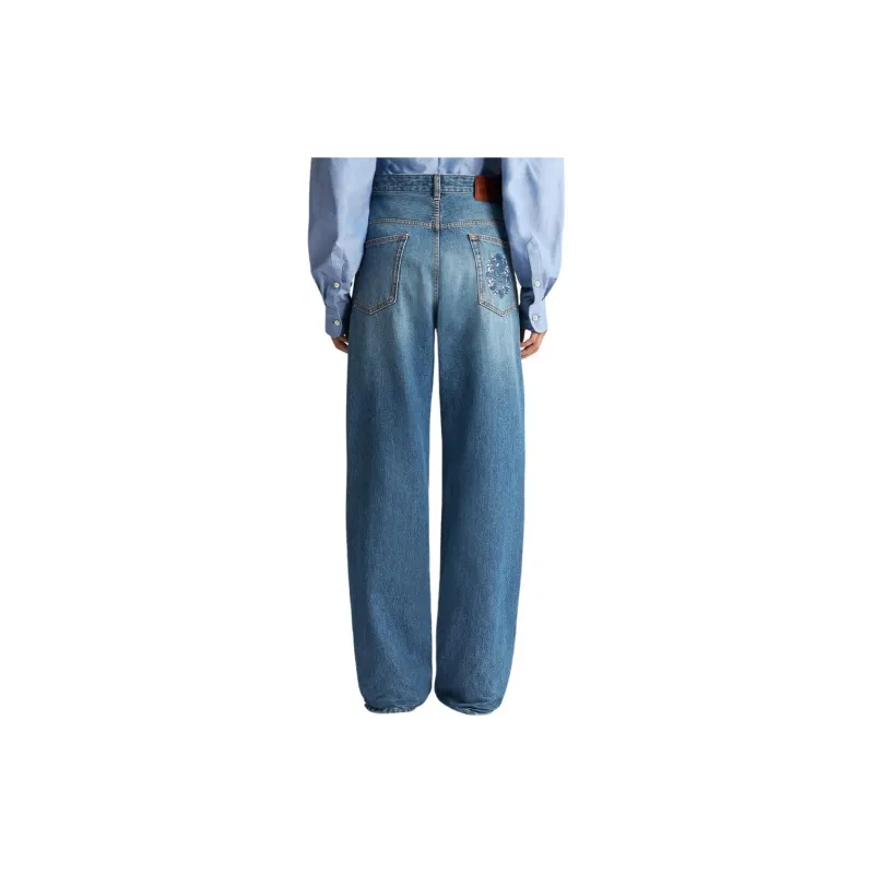 ETRO High Waist Pegaso Embroidered Wide Leg Jeans-3