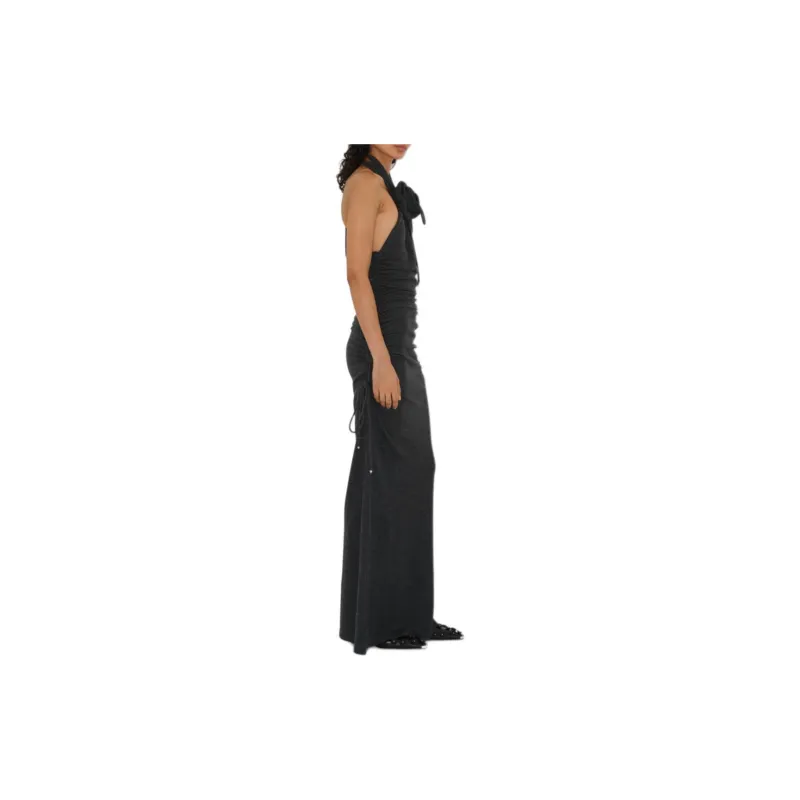 Burberry Floral Detailed Ruched Halterneck Dress-2