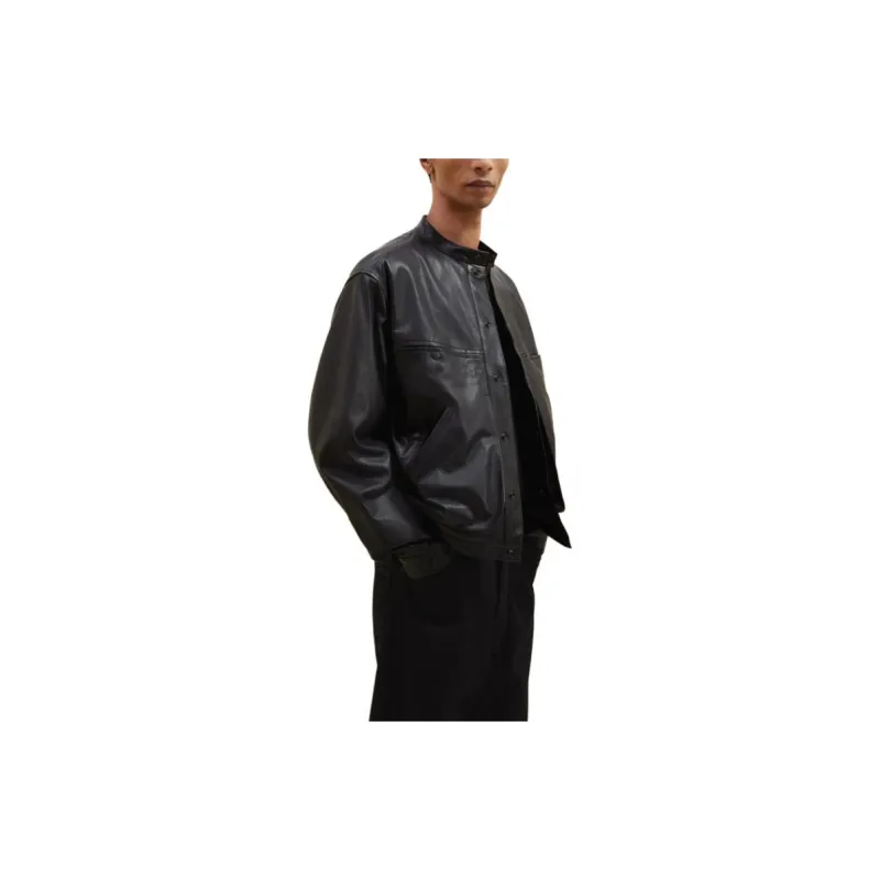 Lemaire Band collar Leather Jacket-3
