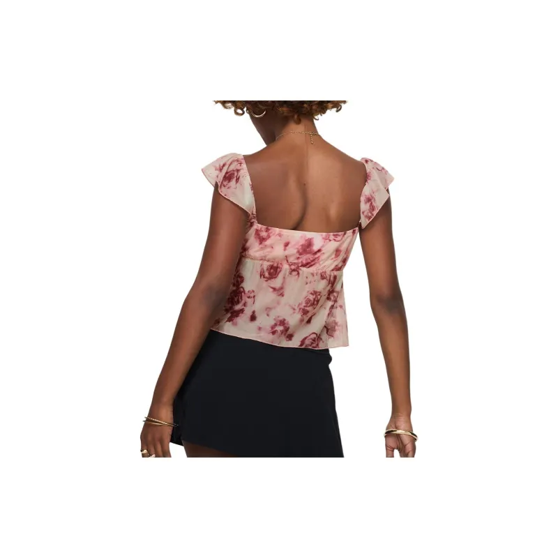 PRINCESS POLLY TIME AFTER TOP Crop Tops Women's Pink Floral-2