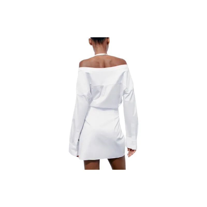 ZARA Long Sleeved Dresses Women's White-5
