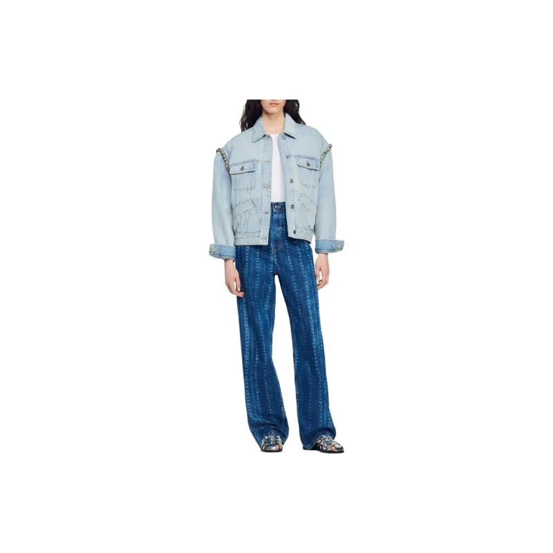 Sandro Denim Jackets Women's Light Denim Blue-1