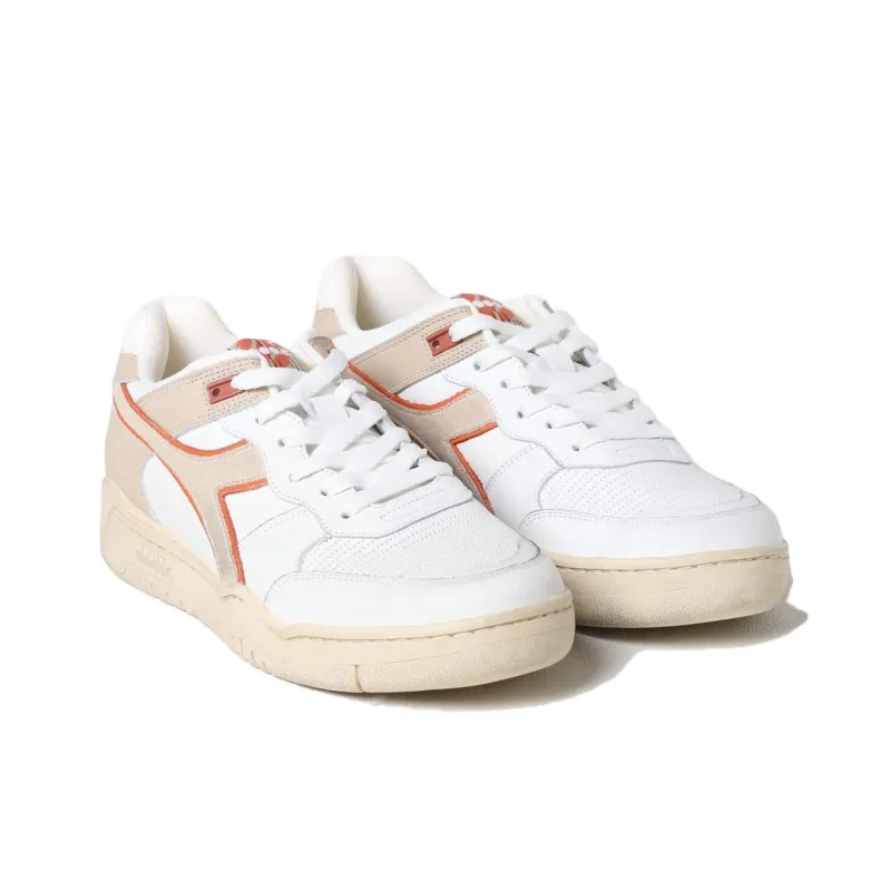 Diadora Heritage Anti-Slip Wear-Resistant Low-Top Skateboard Shoes Men's White Yellow-3