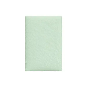 HERMES Calvi Epsom Calfskin Card Holder Women's Spicy Mint Green