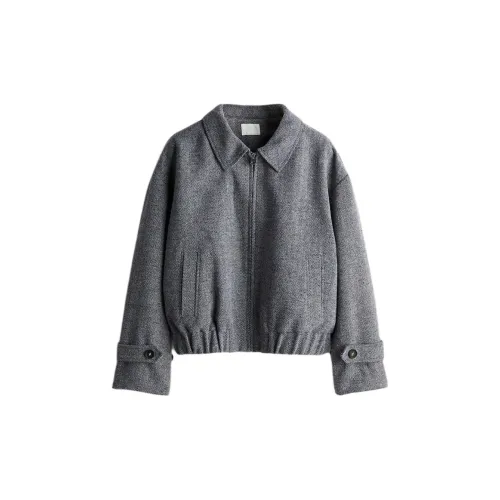 H&M Jackets Women's Gray/Herringbone