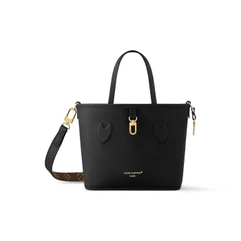LOUIS VUITTON NEVERFULL Cow Leather Double Sided Neverfull Shoulder Bag Crossbody Bag Handbag Small Size Women's Black
