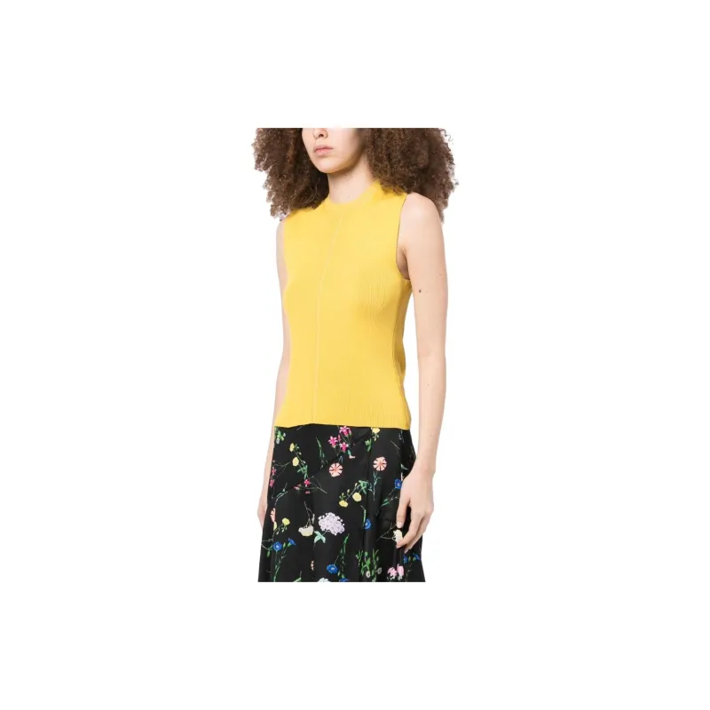Oscar De La Renta Ribbed-knit Sleeveless Top-3