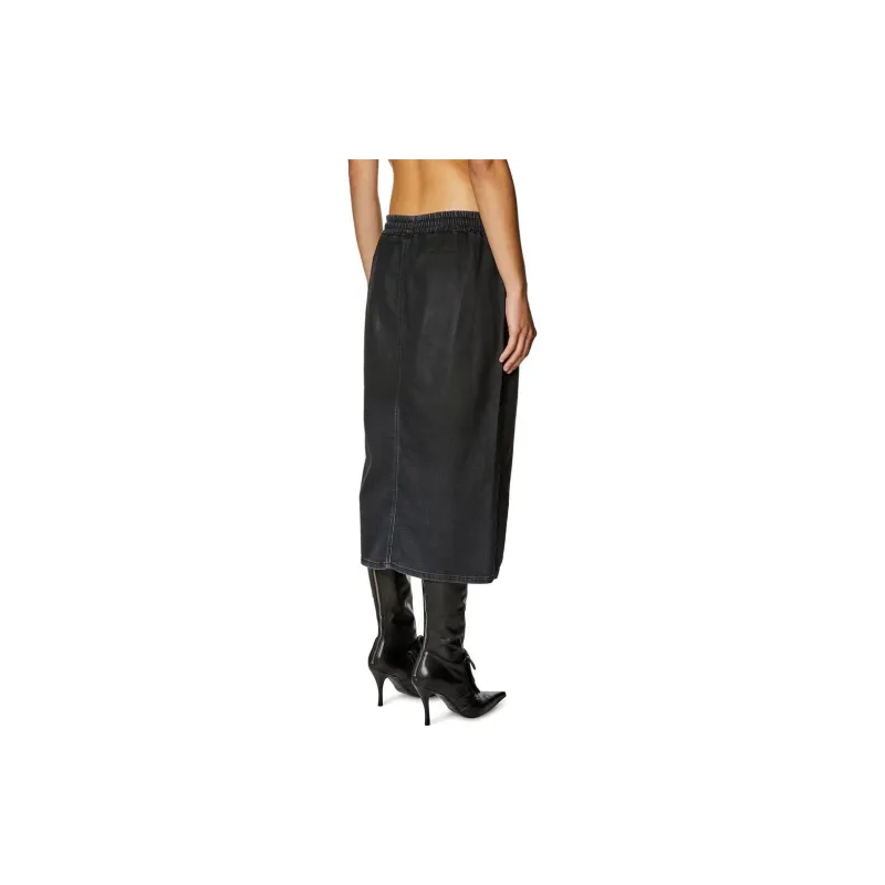 DIESEL Denim Long Skirts Women's Black-3
