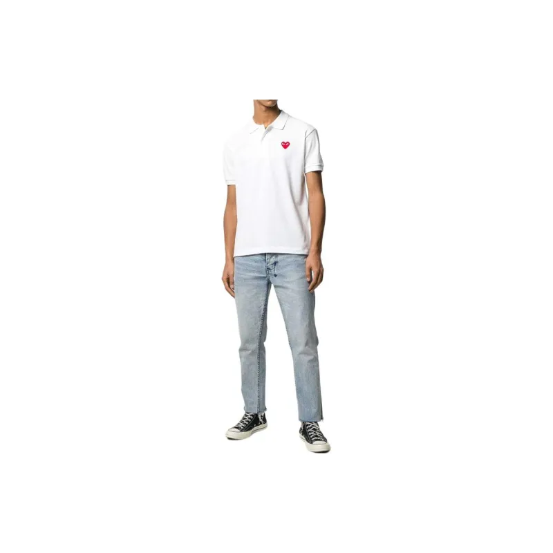 CDG Play Polo Shirts Men White-4