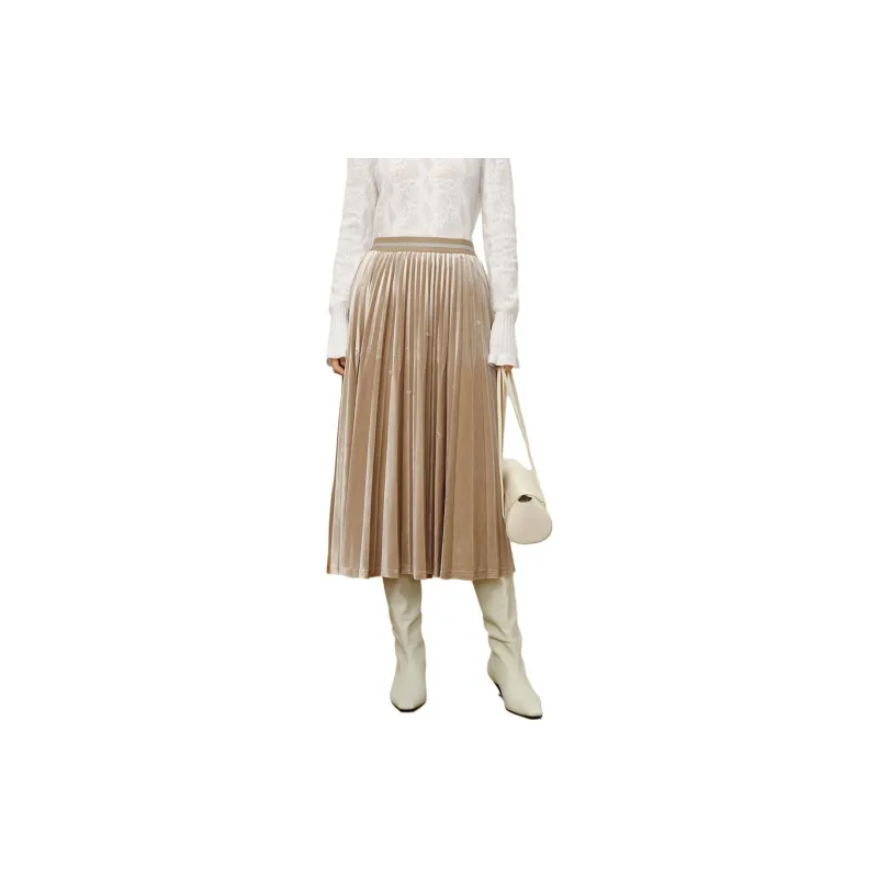 JZ. ANNAKRO Casual Long Skirts Women's Beige-2