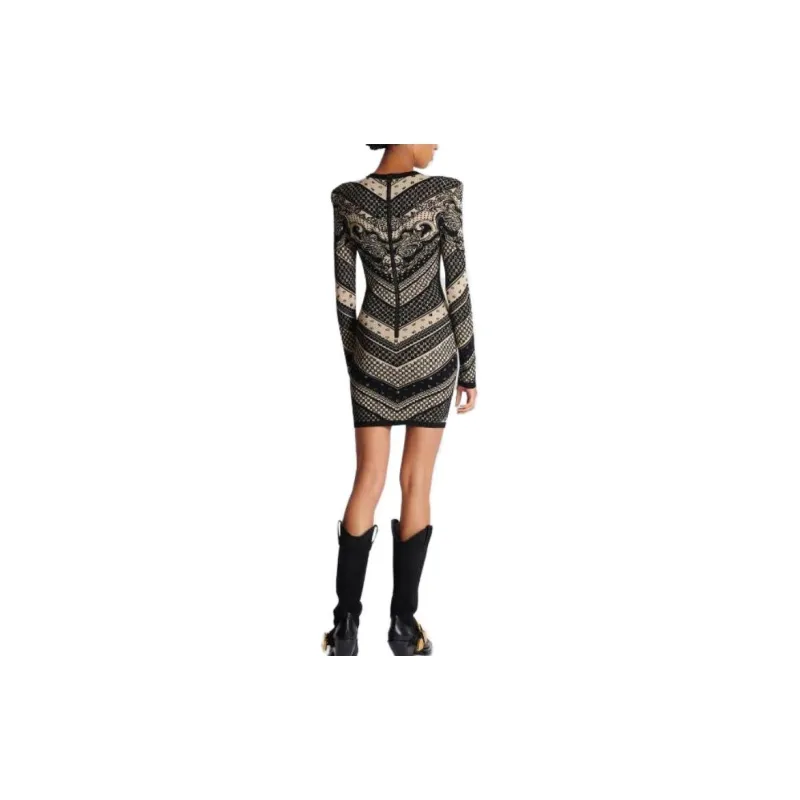 BALMAIN Monogram pattern Knitted Minidress-2