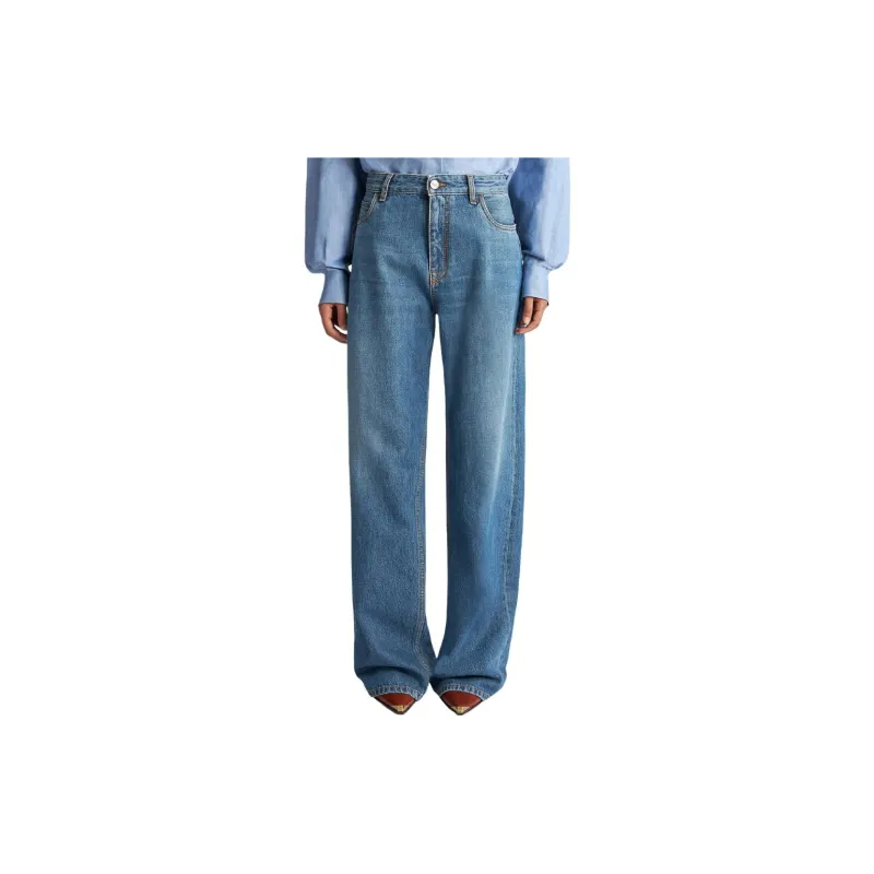 ETRO High Waist Pegaso Embroidered Wide Leg Jeans-2