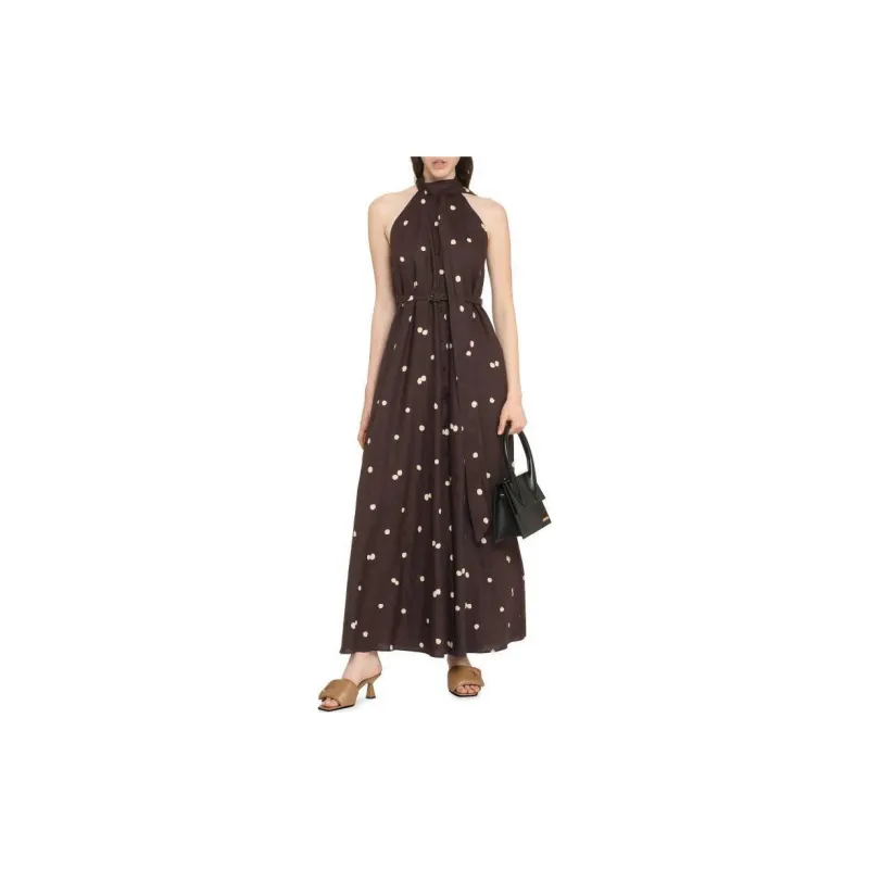 ASPESI Polka-Dot Printed Tie-Neck Midi Dress-2