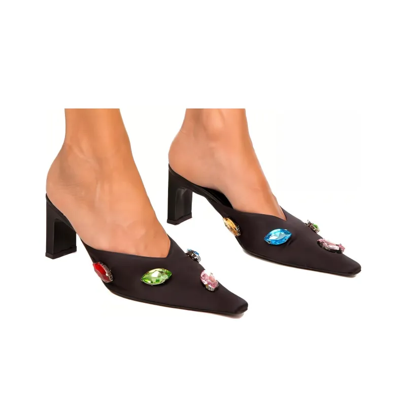 Nina Zarqua Virginya Wrap-toe Slippers Women's Black-1