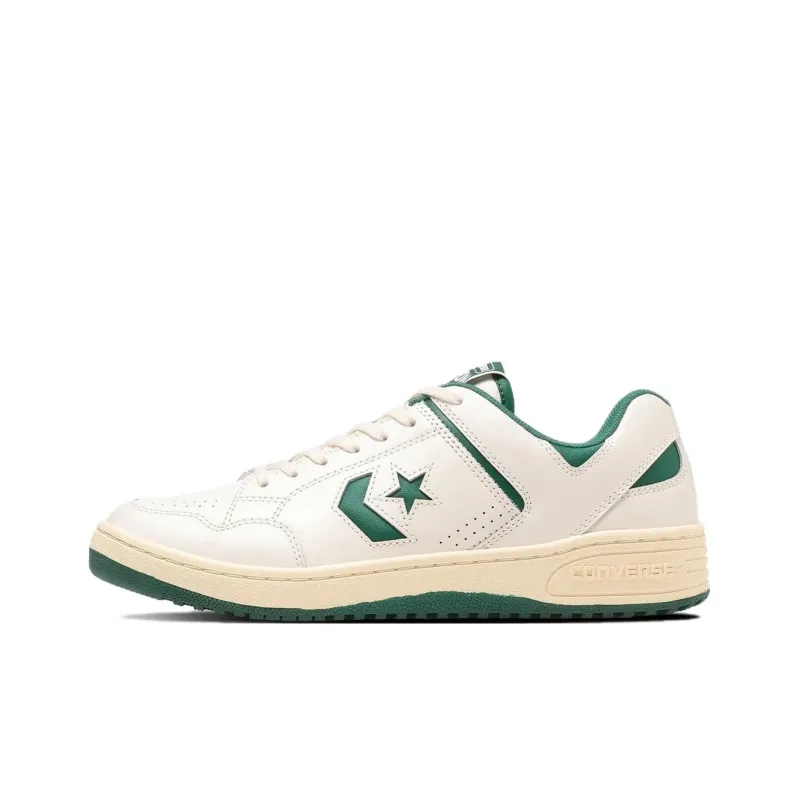 Converse Weapon Anti Slip Wear Resistant Low Top Skateboard Shoes Unisex White Green-0