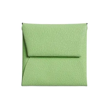 HERMES Bastia Chevre Mysore Goatskin Coin Purse Women's 3I Vert Criquet Avocado Green With Cricket Green