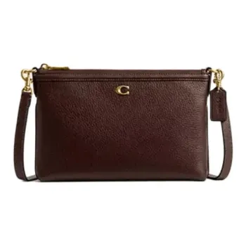 COACH Leather Shoulder Bag, Crossbody Bag Medium Size Women's Maple