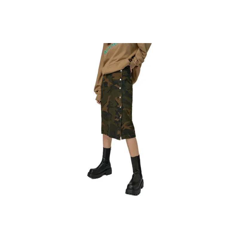 NO ONE ELSE Casual Long Skirt Women's Green-3