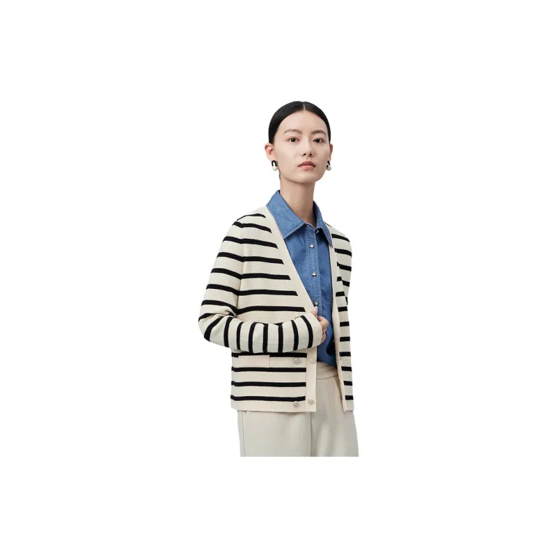 FINITY Knitwear Women's Black Beige Stripe-3