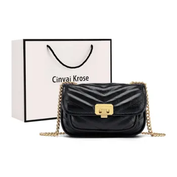 Simvay Clos Cow Leather Shoulder Bag Crossbody Bag Small Size Women's Midnight Black