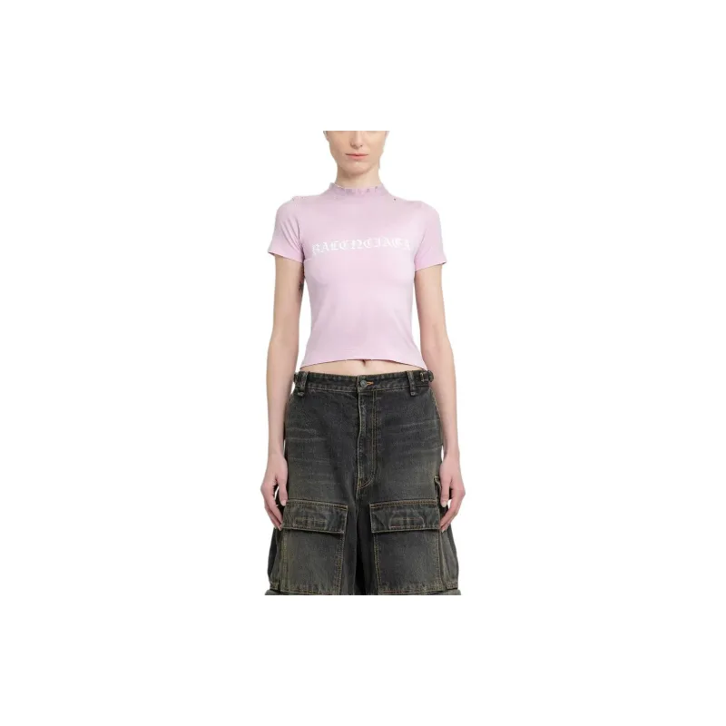 Balenciaga Shrunk T Shirt 'Light Pink/White'-2