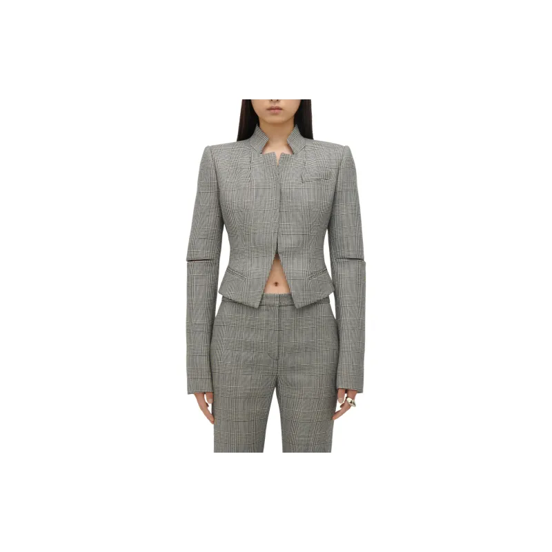 Alexander McQueen Straight Leg Checked Cropped Pants-4