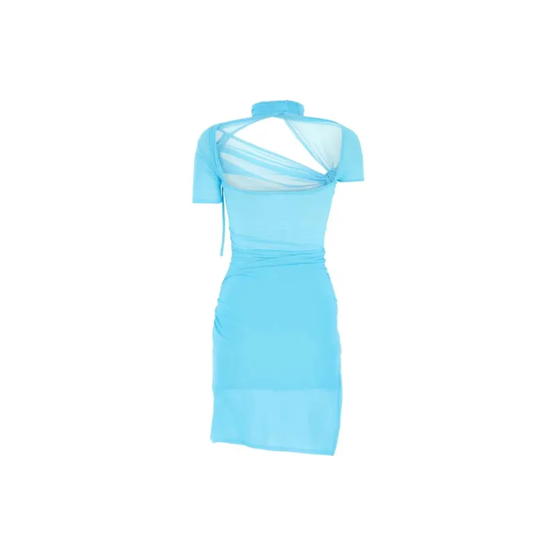 COPERNI Asymmetric Draped Mesh Dress 'Azur'-1