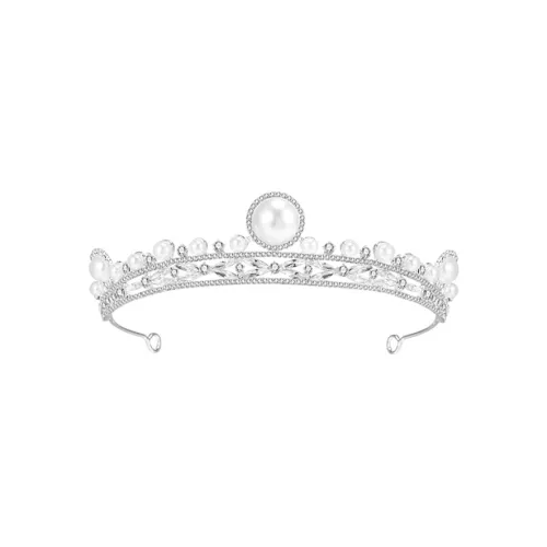 NICERURU Alloy Pearls Crown Headband Women's