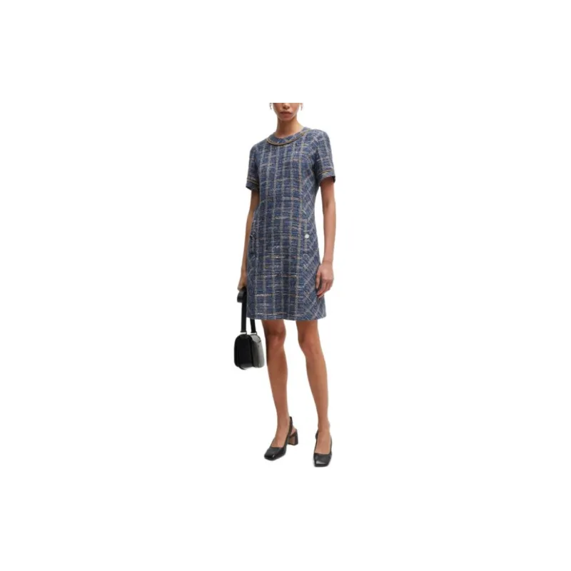 HUGO BOSS Short Sleeved Dresses Women's Blue-3