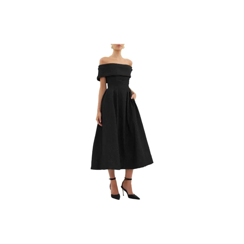 Rebecca Vallance Helene Textured Off shoulder Midi Dress-3