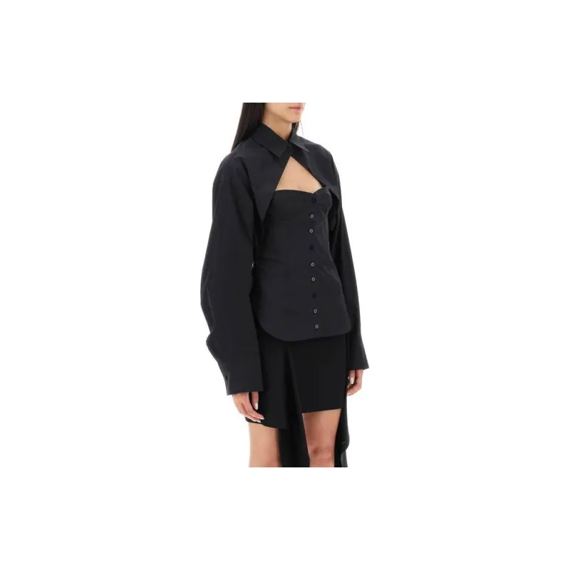 The Attico Cut out Corset style Cotton Shirt-6