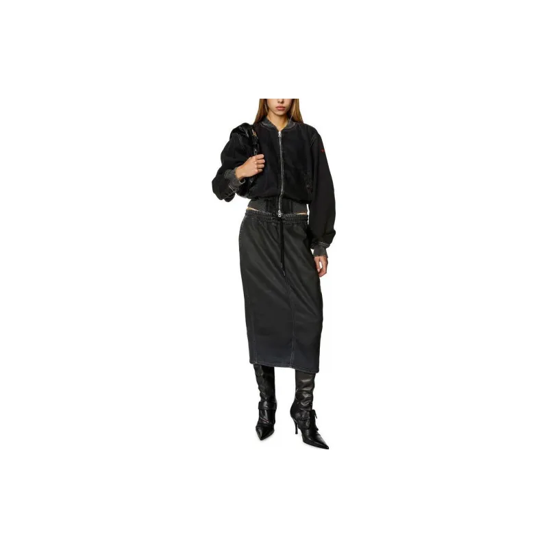 DIESEL Denim Long Skirts Women's Black-1