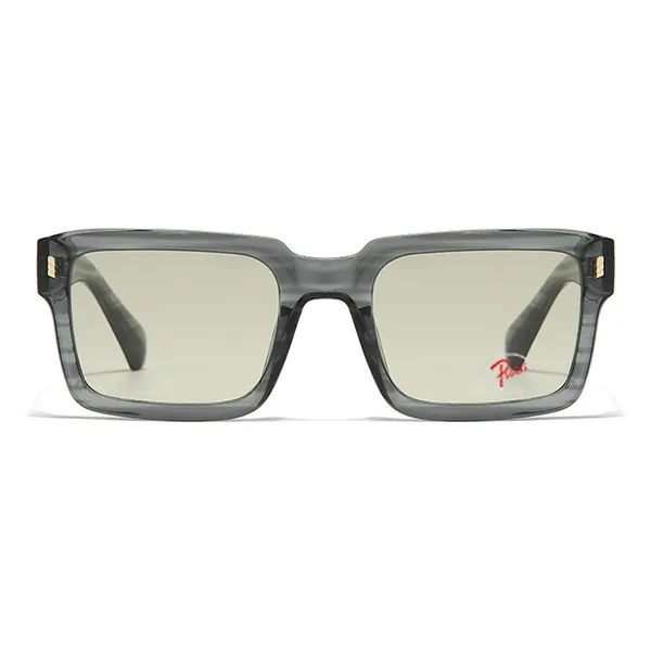 PSACSS PC Square Sunglasses Unisex Transparent Gray Stripes-4