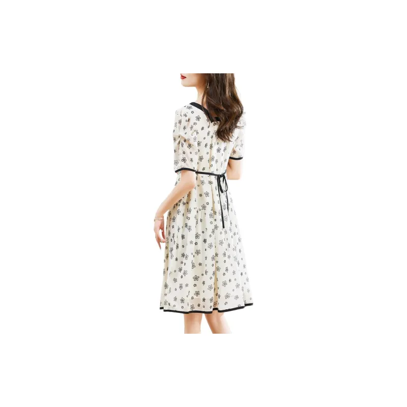 Hang Yi Court Short Sleeved Dresses Women's Apricot-4