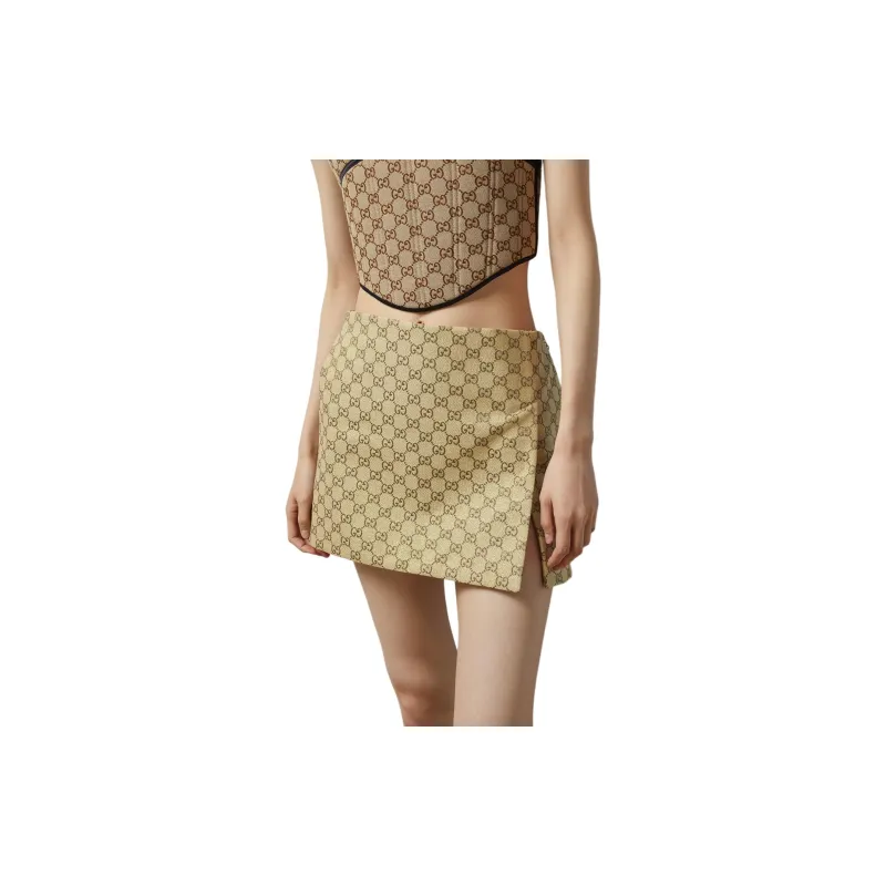 GUCCI Gg Glitter Canvas Skirt 'Gold'-2