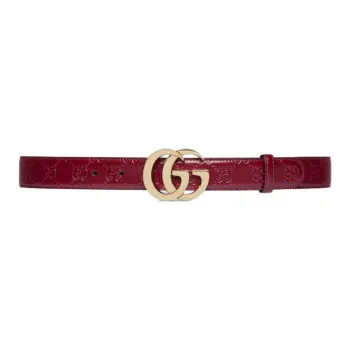GUCCI Leather Belts Women's Red Width 3CM