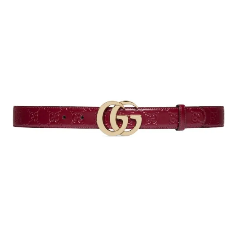 GUCCI Leather Belts Women's Red Width 3CM-0
