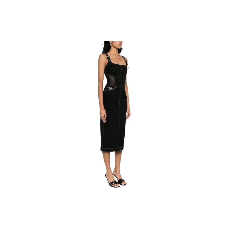 VERSACE JEANS COUTURE Contrast stitching Denim Dress-3