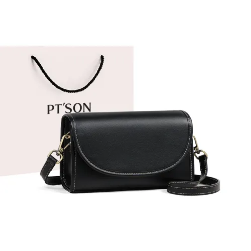 PT'SON Cow Leather With Synthetic Leather Shoulder Bag, Crossbody Bag Women's Black
