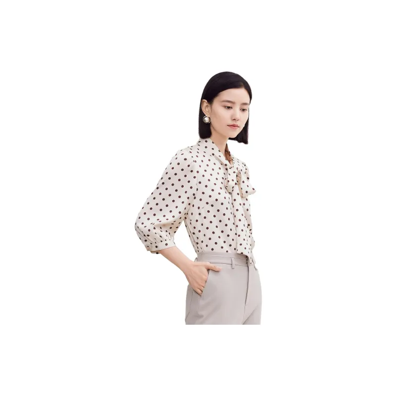 FINITY Chiffon Shirts Women's Beige With Print-3
