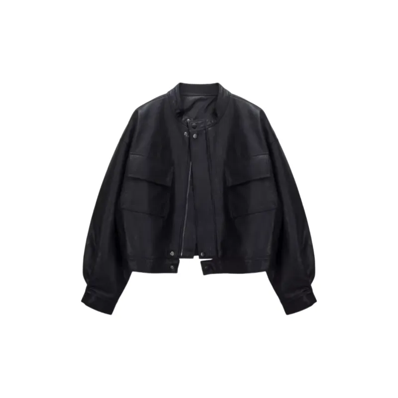 Classic Leather Jacket Exemplifies Unique Style Unisex-6