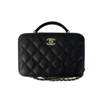 CHANEL Calfskin Box Bag, One Shoulder Handbag, Crossbody Bag, Makeup Bag Regular Women's Black