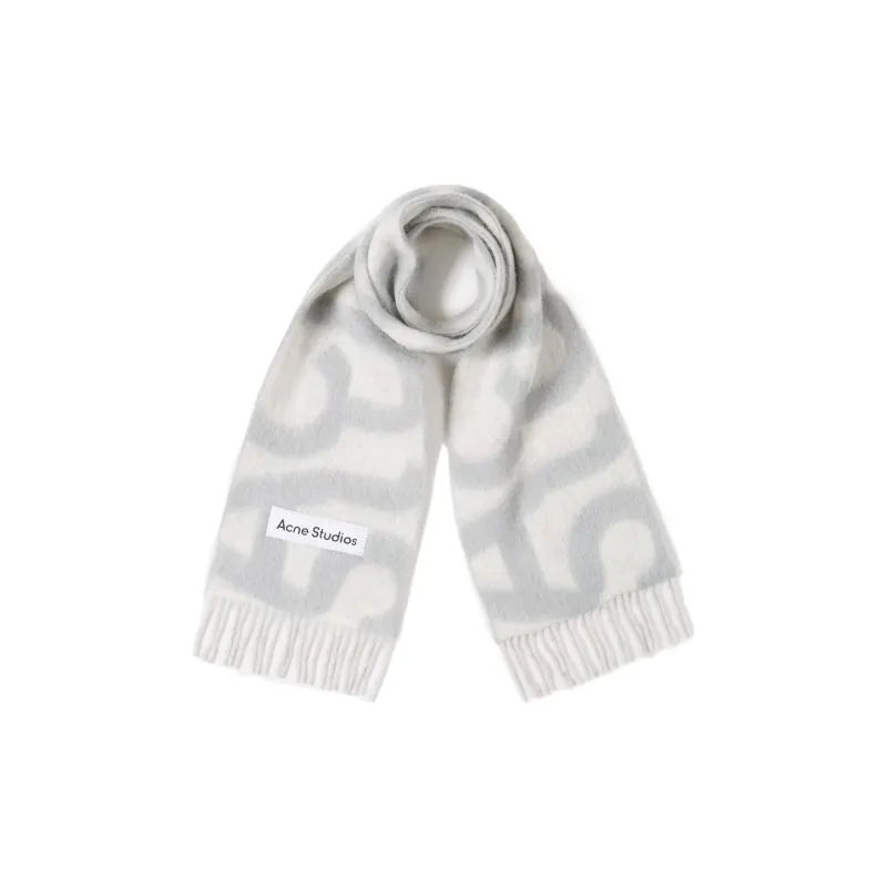 Acne Studios Alpaca Knit Scarves Men's Lime Gray-1