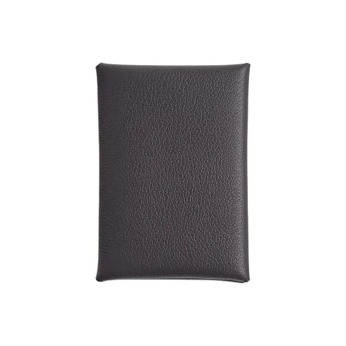 HERMES Calvi Duo Evercolor Calfskin Card Holder Women's 85 Ardoise Slate Gray