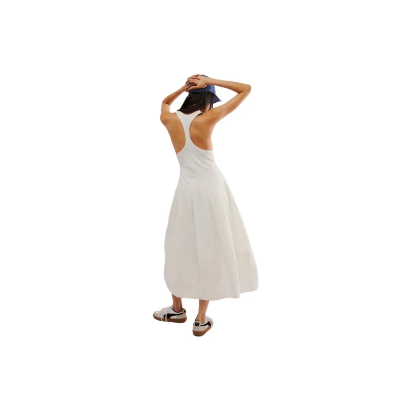 FREE PEOPLE Drops Of Venus Midi Dress Sleeveless Dress Women's Optic White/Optical White-1