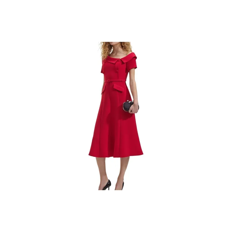 Self portrait Short Sleeved Dress Women's France Red-1