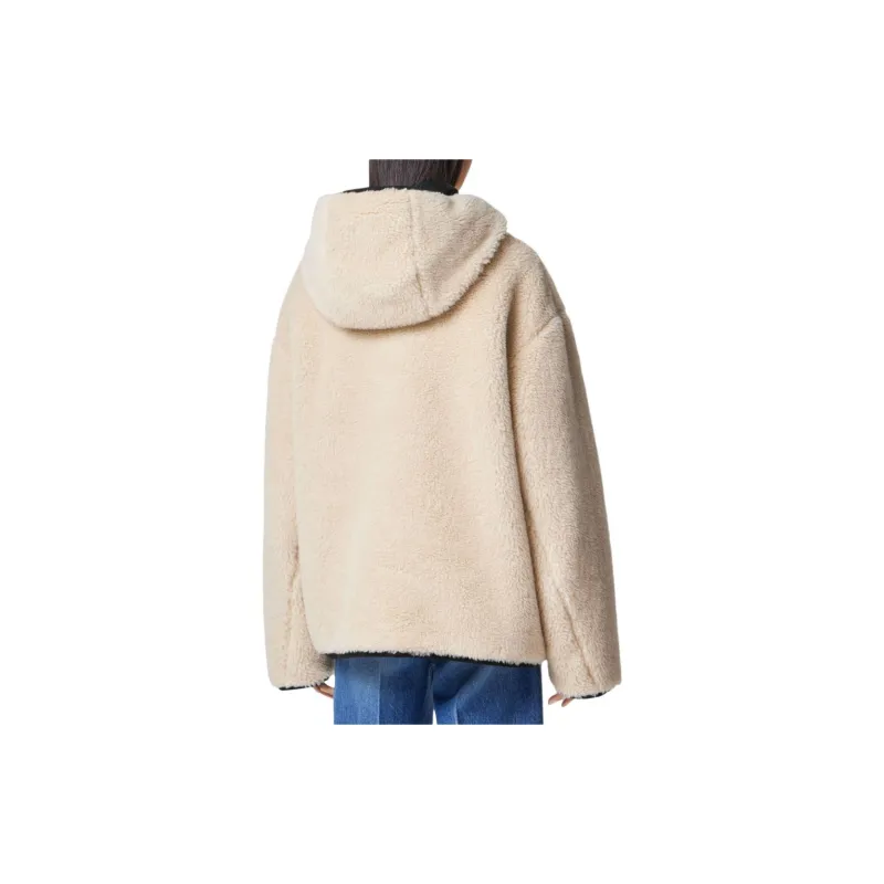 VERSACE FW23 Velvet-feel Coat Women's Light Beige-3