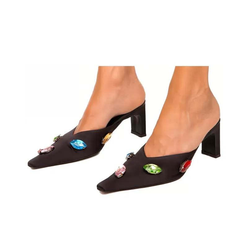 Nina Zarqua Virginya Wrap-toe Slippers Women's Black-0